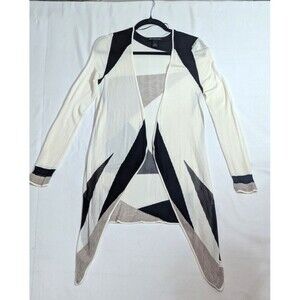 I N C International Concepts Women's Black Cream Open Front Duster Cardigan S